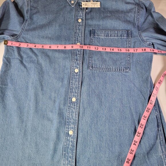 Madewell Women Casual Professional Cotton Denim Long-Sleeve Button-Up Shirt - Picture 7 of 10